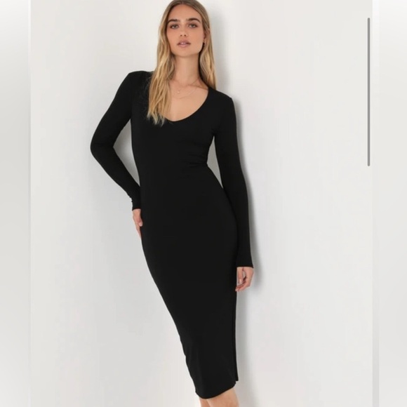 Lulu's Classic Black Long Sleeve Dress size medium - Picture 1 of 8